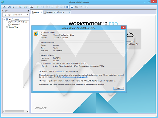 vmware workstation 12.5 player license key